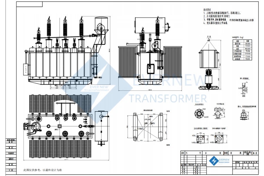 TDN 6.3-40 MVA 110 kV transformador de potência cheio de óleo da Evernew - fornecimentos para a Rússia, Geórgia e Ásia Central